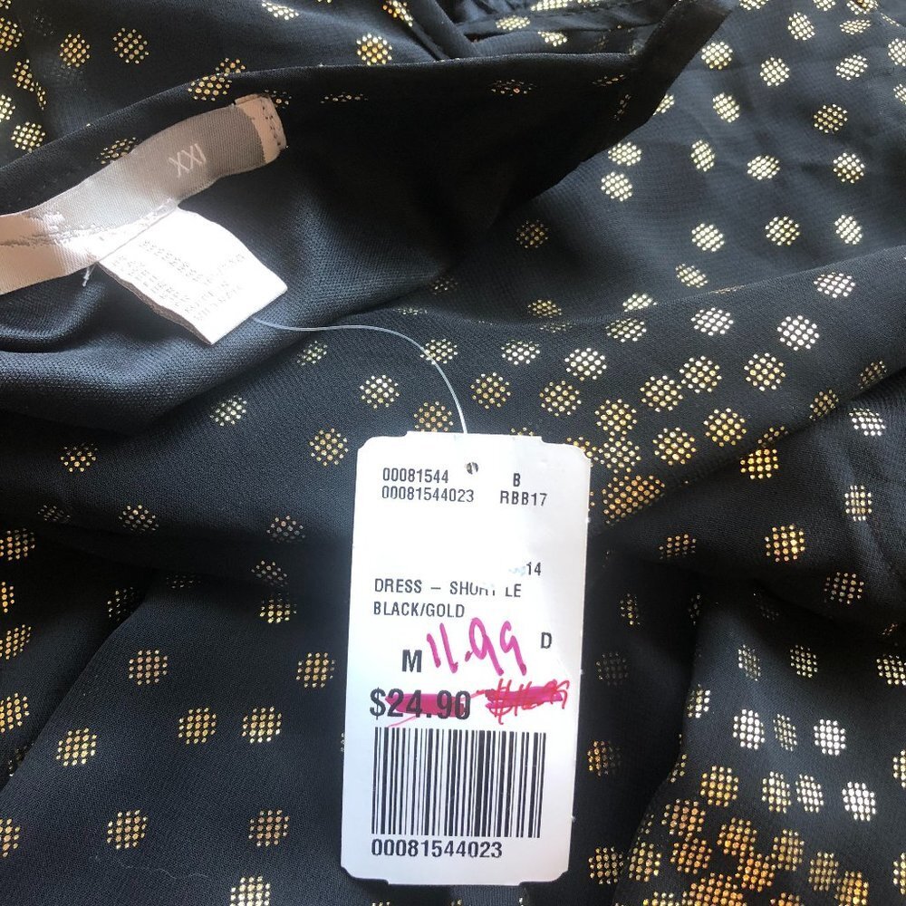 Forever 21 Black Gold Dress Medium NWT - Picture 5 of 10